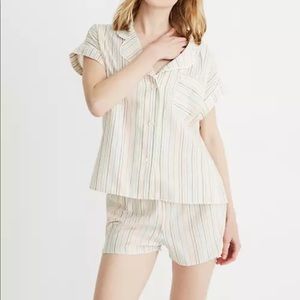 Madewell pajama shorts set rainbow stripe size SMALL